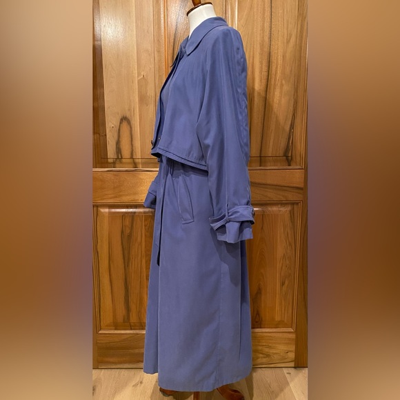 Very VTG Fitzwright Forget-Me-Not Blue Silky Soft Trench Coat, EUC, 16 - Picture 5 of 16